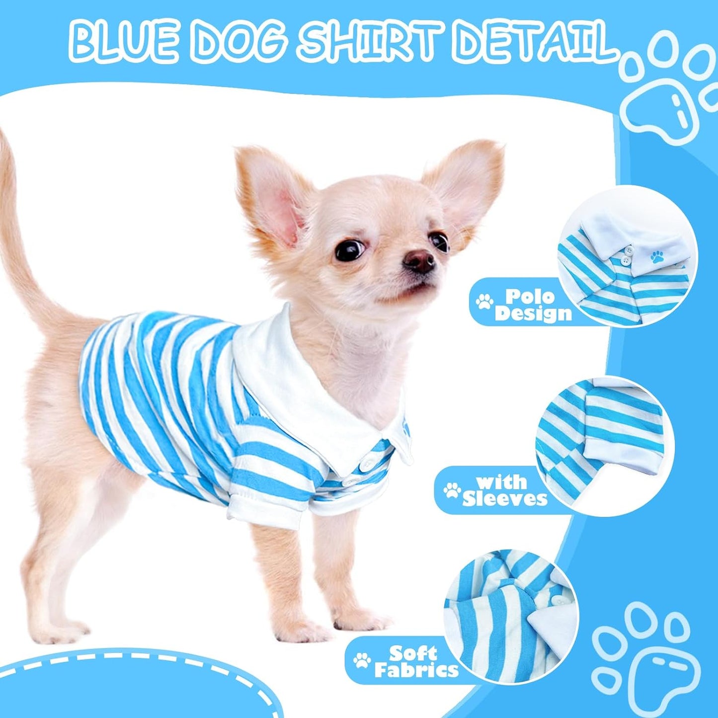 Kallfir's cutie XXS Dog Clothes , 2 Pieces Chihuahua Clothes Striped Dog T-Shirt Yorkie Teacup Dog Clothes for Small Dogs Girl Puppy Clothes