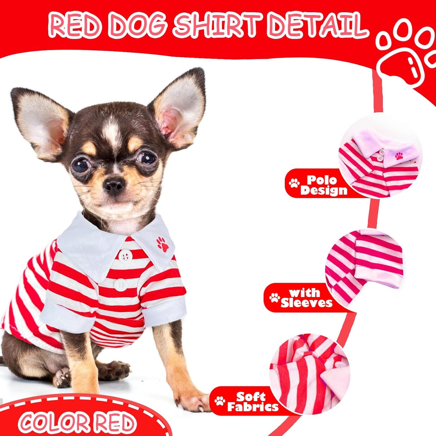 Kallfir's cutie XXS Dog Clothes , 2 Pieces Chihuahua Clothes Striped Dog T-Shirt Yorkie Teacup Dog Clothes for Small Dogs Girl Puppy Clothes